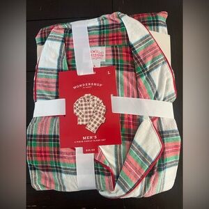 Wondershop Mens 2-Piece Family Sleep Set -White Tartan Plaid- L